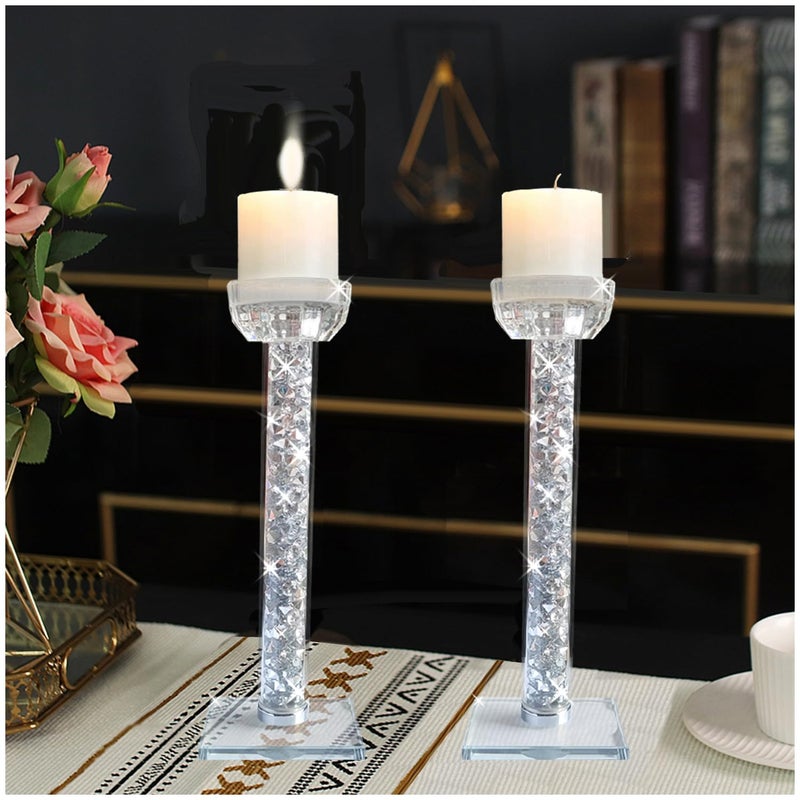 Wocred Candle Holders Set of 2Stunning Shabbat Candle Holders86 Tall Crystal Candlestick Holders for Dinning RoomMantelpiece