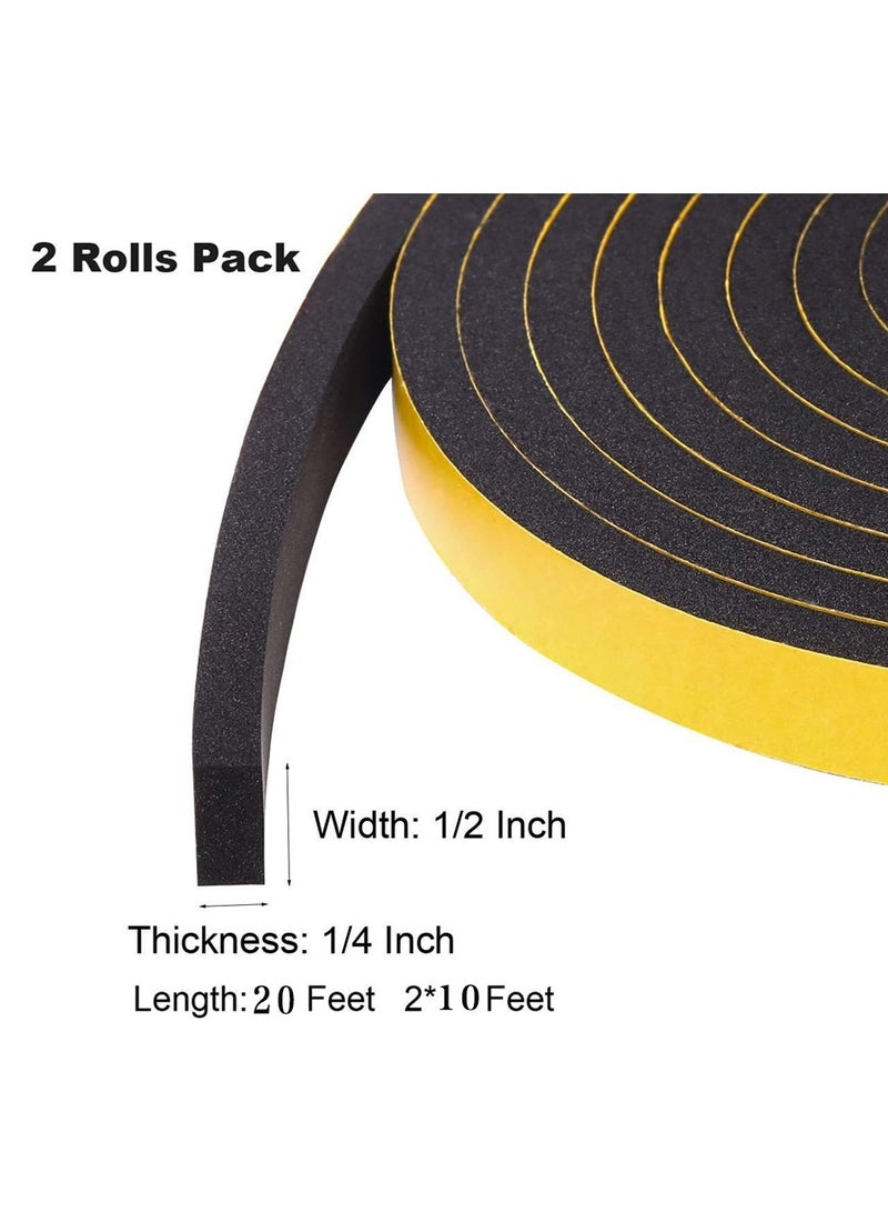 Generic 2 Rolls Weather Stripping Door Seal Strip,High Density Foam Tape,Doors and Windows Insulation Soundproofing Weatherproof,Self Adhesive Rubber Weatherstrip Door Seal Strip 1/2''W X 1/4''T ,Total 6Meter  - Image 4