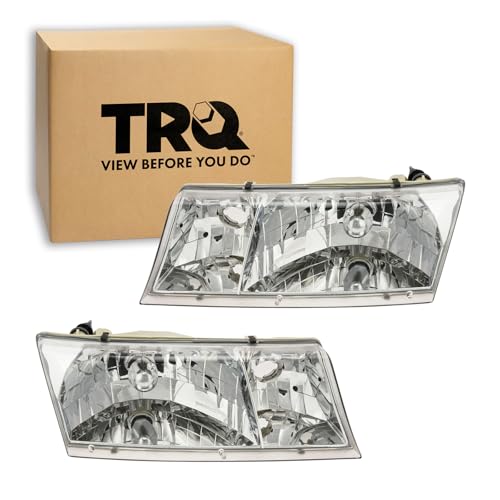 TRQ 2 Piece Headlight Assembly Set Chrome Bezel Driver & Passenger Side Compatible with Mercury Grand Marquis 1998-2002 FO2502149 FO2503149 YW3Z13008BB YW3Z13008CB F8MZ13008AA F8MZ13008BA - Image 2