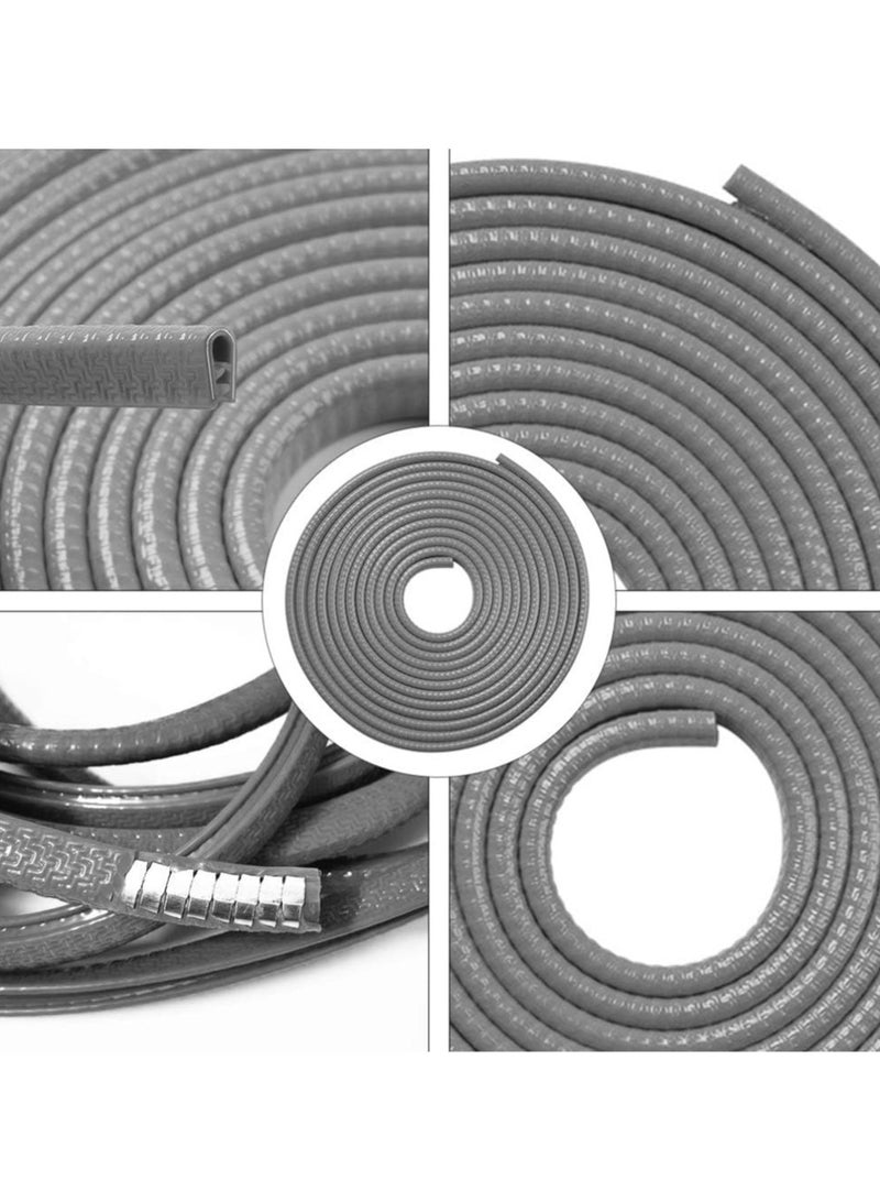 33 قدم (10 متر) واقي حافة باب السيارة على شكل حرف U واقي مطاطي لباب السيارة واقي باب السيارة مضاد للتصادمات مشابك مطاطية مناسبة لباب السيارة رمادي - Image 3