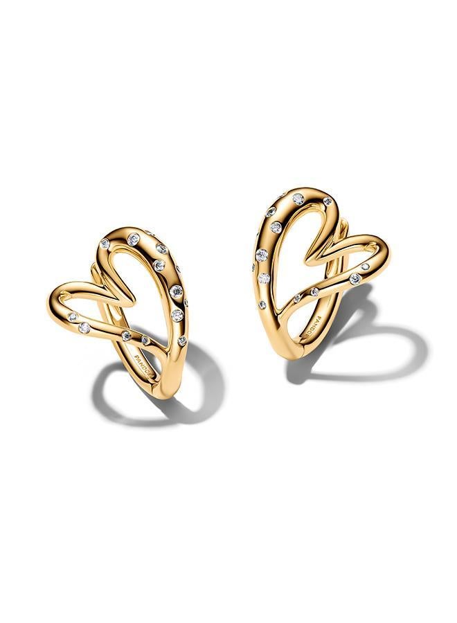 PANDORA Organically Shaped Stone-Set Heart Hoop Earrings - Image 1