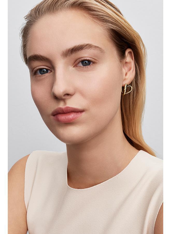 PANDORA Organically Shaped Stone-Set Heart Hoop Earrings - Image 2