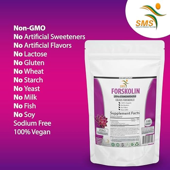 SMSHEALTHPRODUCTS.com Pure Forskolin Extract Supplement with Potent Coleus Forskohlii 20% Standardized 1,000 mg for Enhanced Energy - Plant-Based Energy Supplements for Women and Men - 100 Veggie Capsules - Image 3
