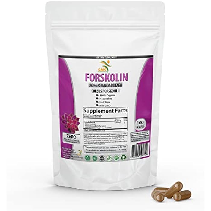 SMSHEALTHPRODUCTS.com Pure Forskolin Extract Supplement with Potent Coleus Forskohlii 20% Standardized 1,000 mg for Enhanced Energy - Plant-Based Energy Supplements for Women and Men - 100 Veggie Capsules - Image 1