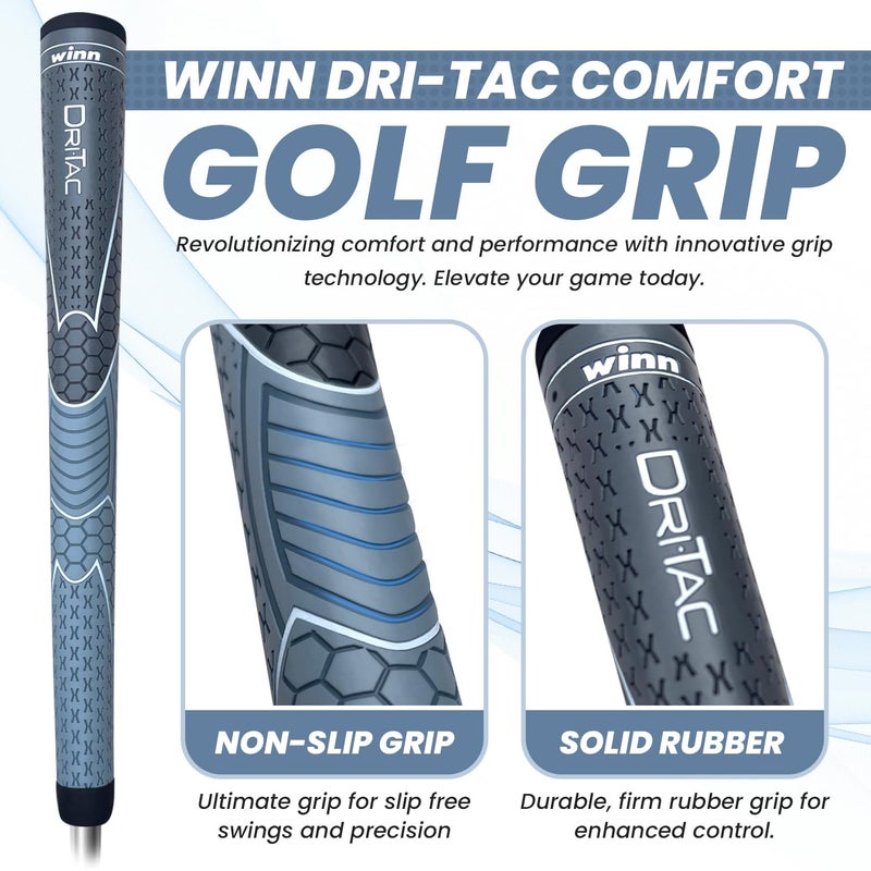 Titanun WINN TITANUN DRI-TAC OVERSIZE- LATEST SERIES 13 Pieces DarkGrey/SilverGrey Golf Grip - Non-Slip & Cushioned Comfort - Incredible Comfort & Moisture-Wicking - Shock Absorption Benefits for Pain-Free - Image 4