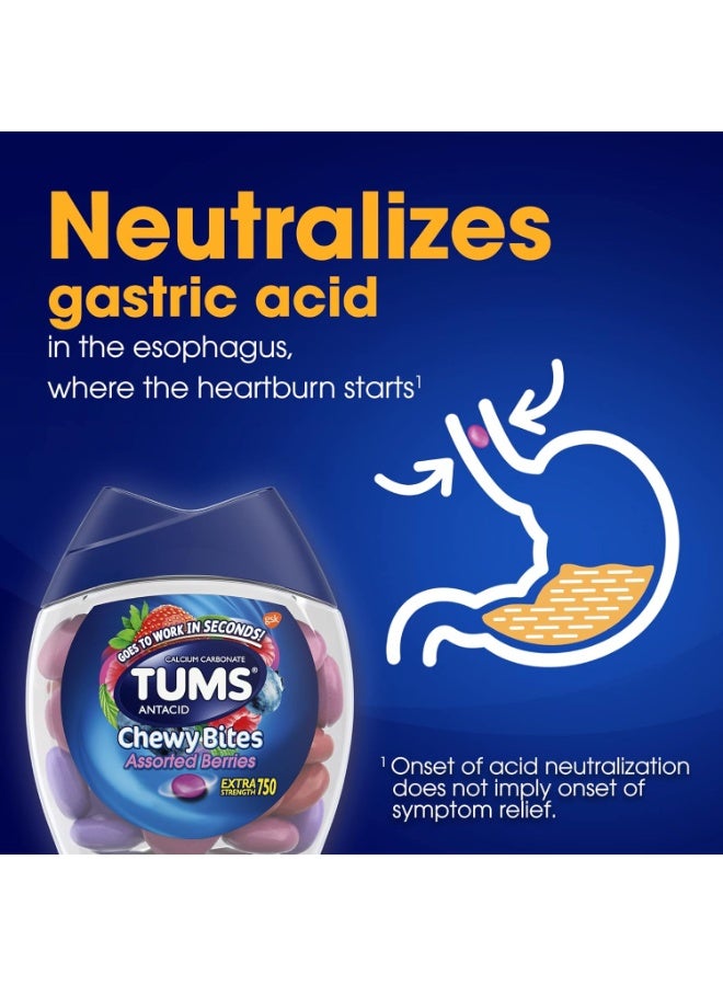 TUMS Chewy Bites Antacid Tablets for Chewable Heartburn Relief and Acid Indigestion Relief, Assorted Berries - 60 Count - Image 5