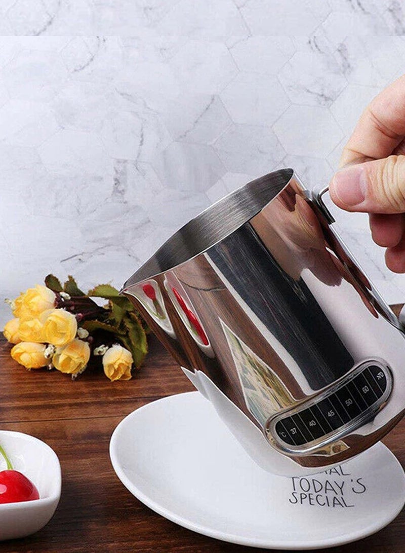 ISHWAZ Milk Frothing Milk Jug Steaming Pitcher Milk Cup With Thermometer Temperature Display For Home Office Outdoor And Coffee Shops - Image 4