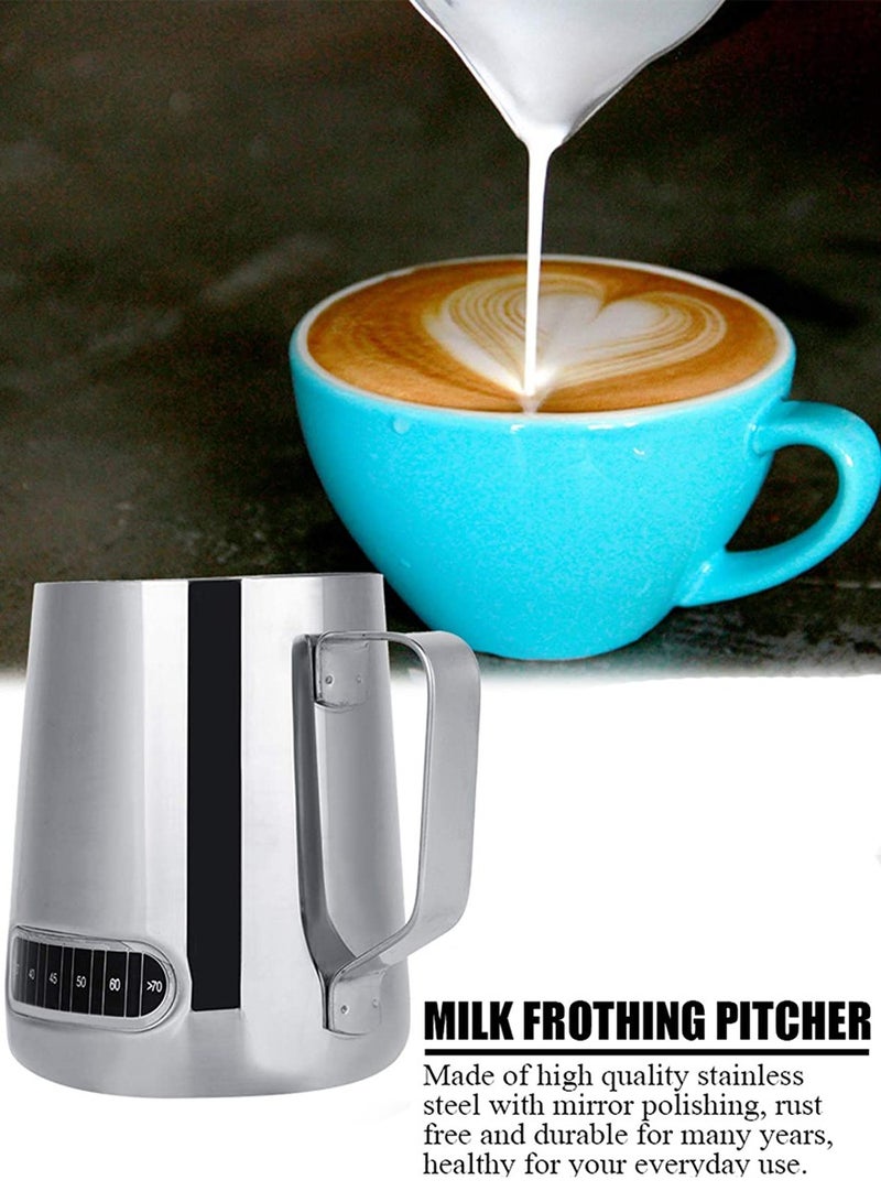 ISHWAZ Milk Frothing Milk Jug Steaming Pitcher Milk Cup With Thermometer Temperature Display For Home Office Outdoor And Coffee Shops - Image 2
