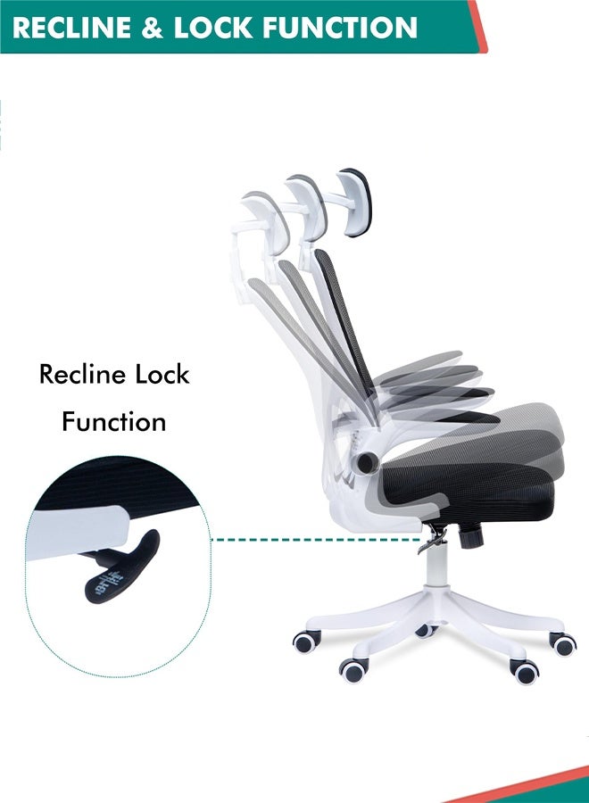 Bolivia's Office Chair,Ergonomic Mesh computer chair,Adjustable Height, Lumbar Support, ,Comfortable High Back Executive Swivel Computer Office Chair with Flip-up Armrests Comfortable Headrest (Black) - Image 2