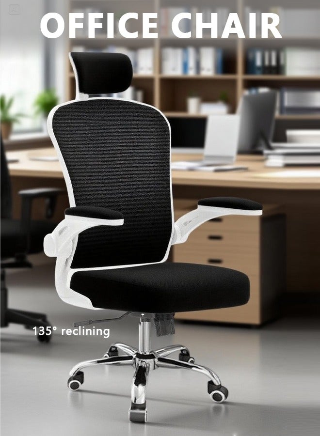Bolivia's Office Chair,Ergonomic Mesh computer chair,Adjustable Height, Lumbar Support, ,Comfortable High Back Executive Swivel Computer Office Chair with Flip-up Armrests Comfortable Headrest (Black) - Image 1