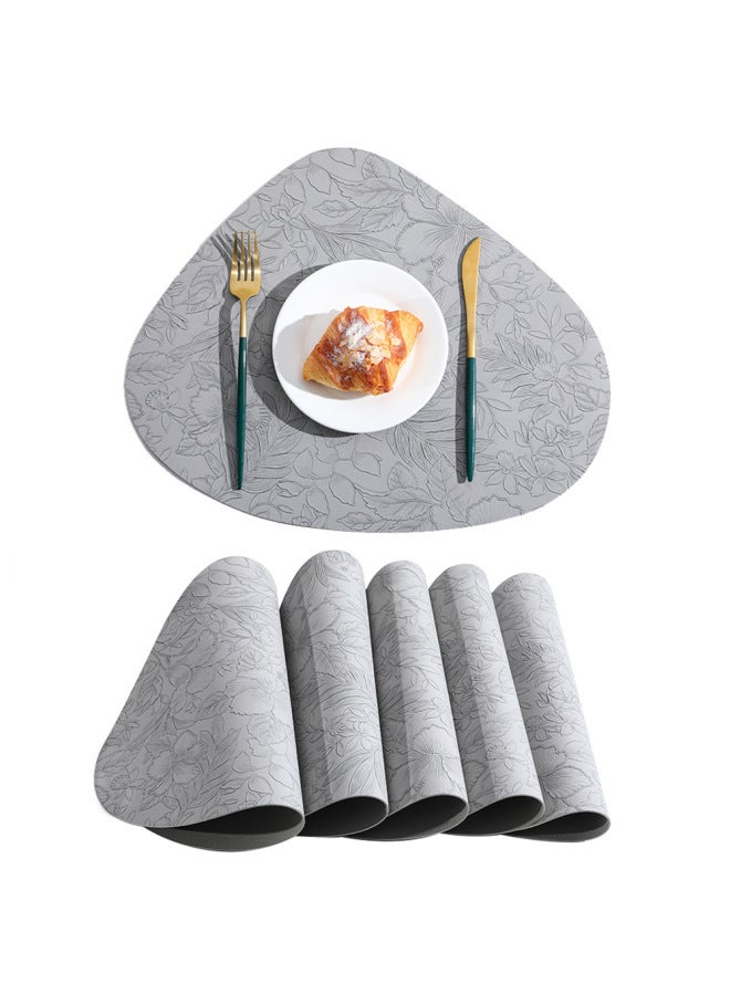 Leather Placemat Double-sided Waterproof Oil-proof Heat Insulation Mat Dining Table Food Mat Hotel Non-slip Placemat Dining Table Premium Sense-Color:Gray-Specifications:Anti-slip Upgraded Model - Image 1