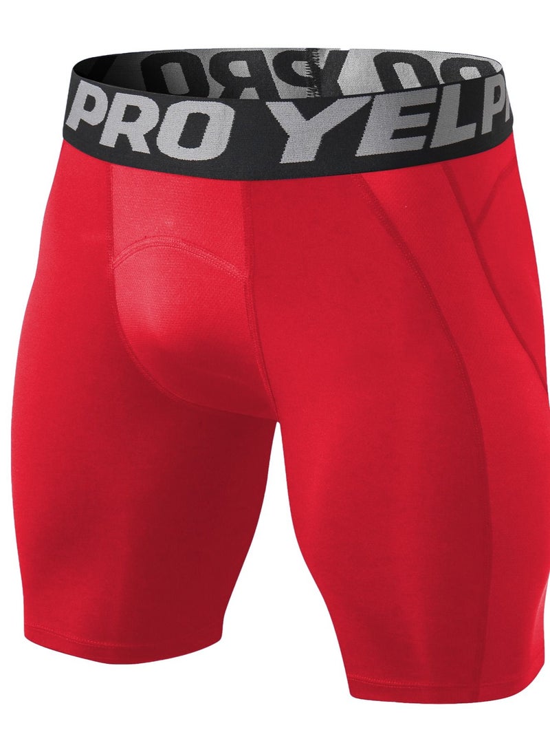 Loquat Men Quick Dry Breathable Elastic Running Shorts Red  - Image 1