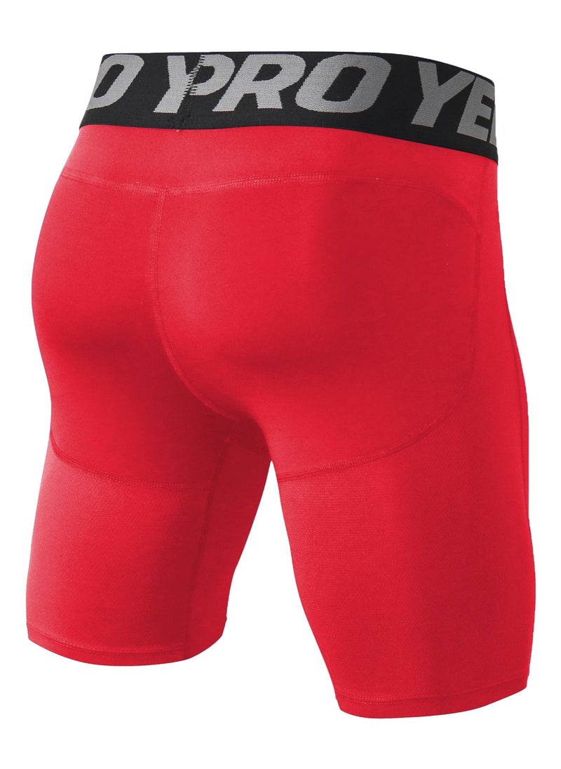 Loquat Men Quick Dry Breathable Elastic Running Shorts Red  - Image 2