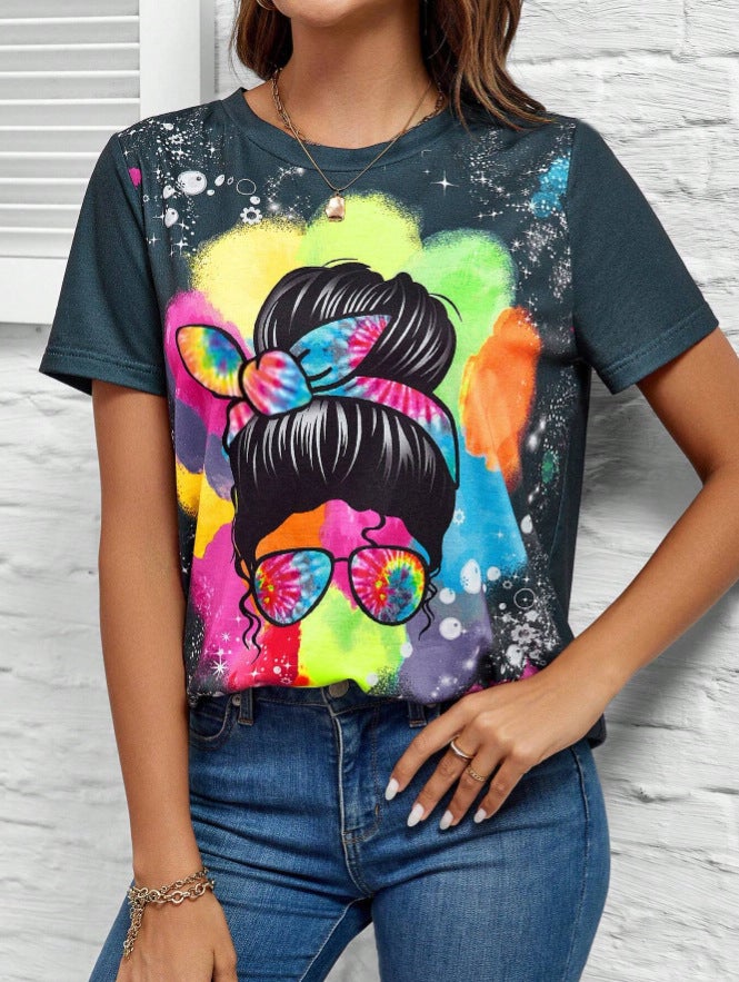 2025 Women'S Top Independent Station Love Lips Crewneck Printed Short-Sleeved T-Shirt - Image 1