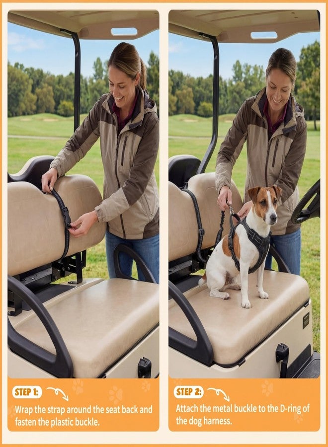Hsei Dog Seat Belt Harness for Golf Cart, Pet No Pull Dog Seat Leash, Adjustable Black Vest Harness with Reflective Nylon Tear-Resistant Webbing & Elastic Bungee for Outdoor (M: Chest 14.2"-19.7") - Image 4