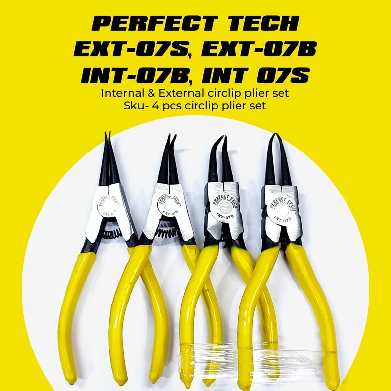 PERFECT TECH مجموعة كماشة حلقات قفل 4 قطع ثقيلة/داخلية وخارجية 7 بوصة مع زنبرك - Image 3