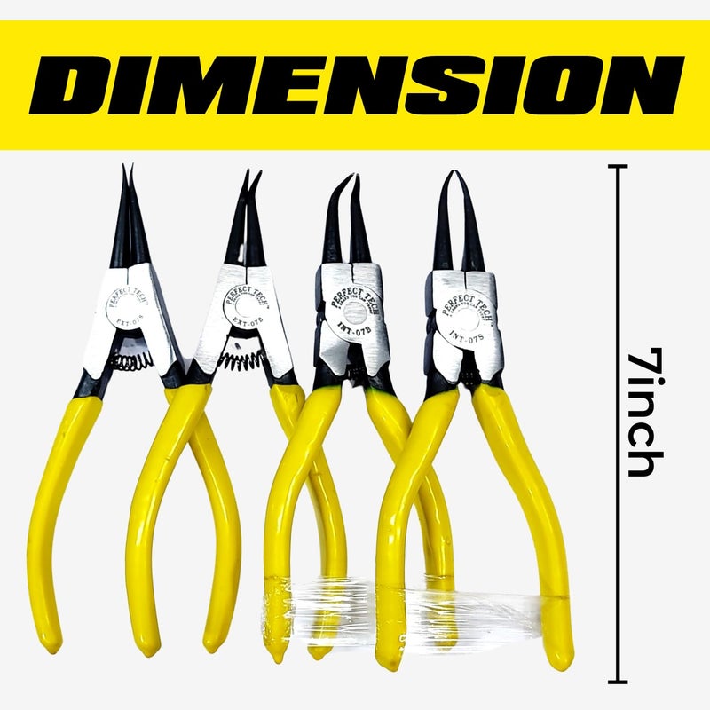 PERFECT TECH مجموعة كماشة حلقات قفل 4 قطع ثقيلة/داخلية وخارجية 7 بوصة مع زنبرك - Image 5