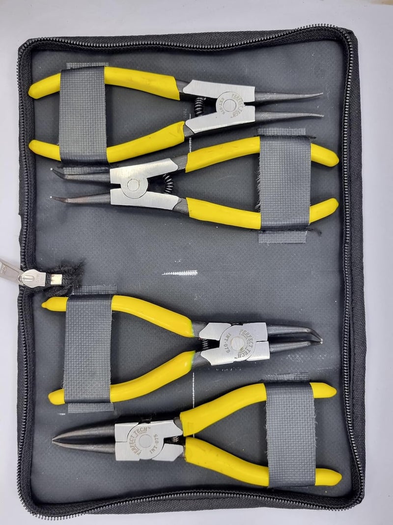 PERFECT TECH مجموعة كماشة حلقات قفل 4 قطع ثقيلة/داخلية وخارجية 7 بوصة مع زنبرك - Image 1