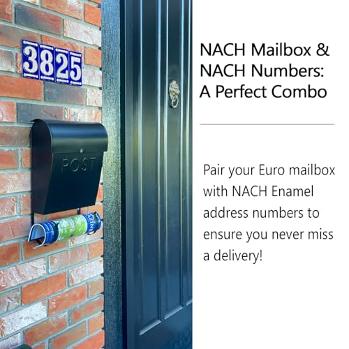 NACH Mailboxes for Outside Wall Mount, 12 x 11.2 x 4.5 inch, Black Mailbox, Waterproof Mailbox with Outdoor Newspaper Holder - The Euro Mailbox - Image 2