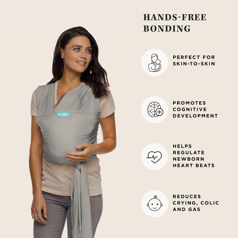 Moby Baby Wrap Carrier Classic for Newborns to Toddlers (8-33lbs), Infant Sling Carrier, Lightweight & Hands Free Design, Adjustable for All Body Types (Stone Grey) - Image 5