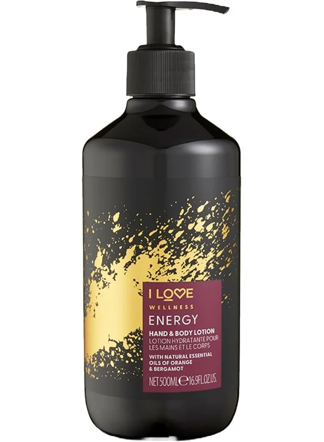 I LOVE I Love Wellness Hand & Body Lotion Energy | 500ml | Citrus-Infused Moisturizer | Vegan, Sulfate-Free & Energizing for Daily Use