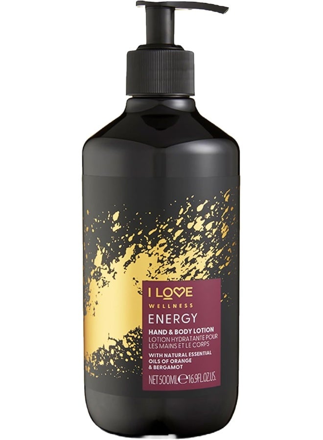 I Love Wellness Hand & Body Lotion Energy | 500ml | Citrus-Infused Moisturizer | Vegan, Sulfate-Free & Energizing for Daily Use - Image 1