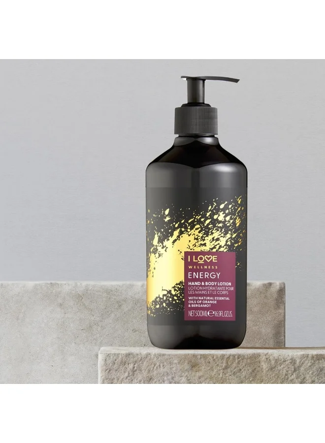I LOVE I Love Wellness Hand & Body Lotion Energy | 500ml | Citrus-Infused Moisturizer | Vegan, Sulfate-Free & Energizing for Daily Use
