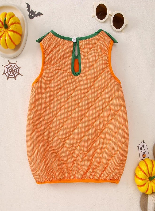 KEKEMI Toddler Boys Girls Halloween Outfit Ghost Pumpkin Face Sleeveless Shirts Spooky Season Tank Tops Cute Fall Vest Tees(Orange-A,4-5T) - Image 5