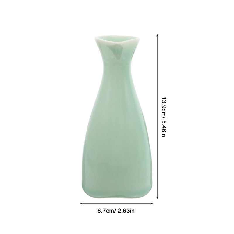 Light Green Ceramic Sake Set with Warmer Base and Cups for Family Entertaining - Image 3