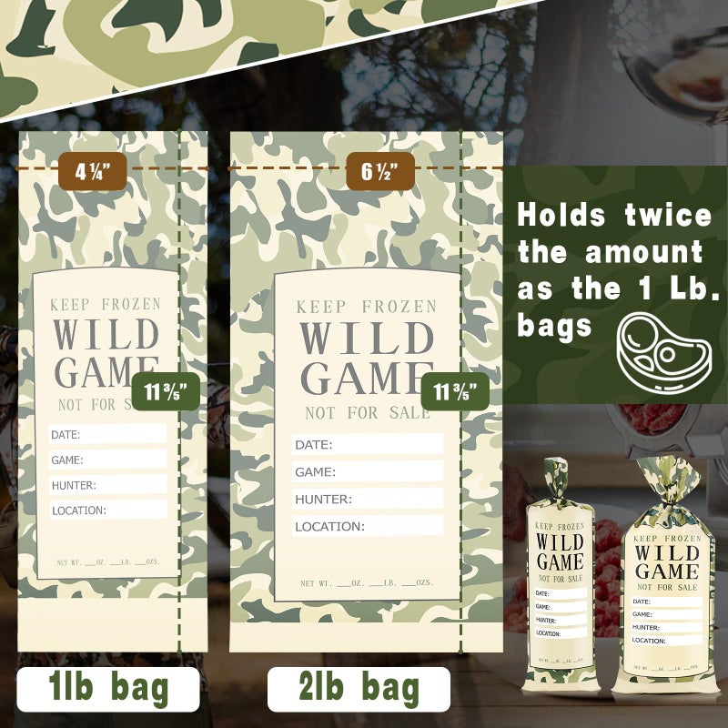 UQM 280 Pack Wild Game Meat Bags for Freezer, 2 Lb Larger Ground Meat Bags, Wild Game Meat Bag to Protect Your Meat from Freezer Burn, Camouflage - Image 4