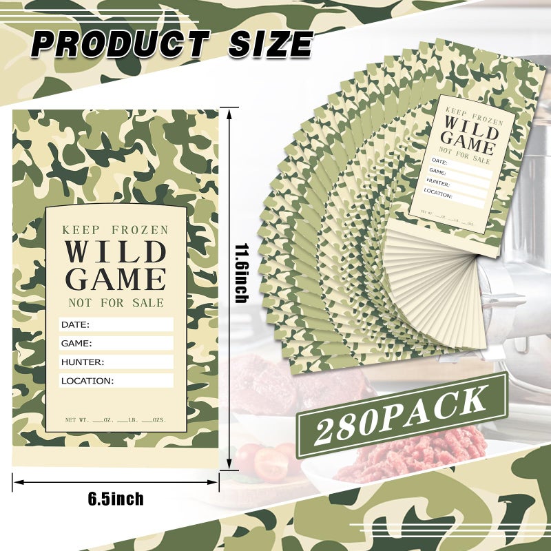 UQM 280 Pack Wild Game Meat Bags for Freezer, 2 Lb Larger Ground Meat Bags, Wild Game Meat Bag to Protect Your Meat from Freezer Burn, Camouflage - Image 3