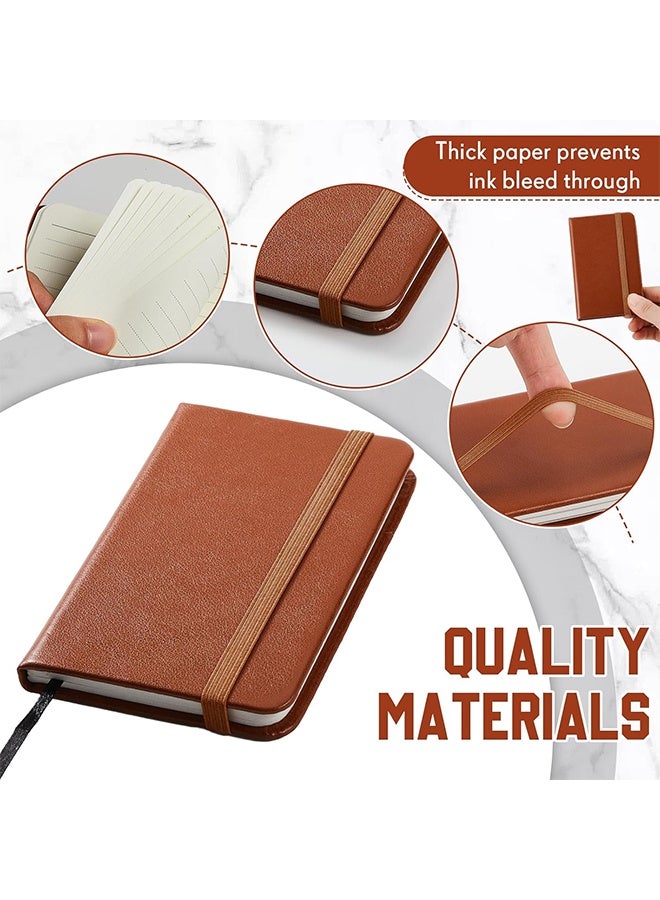 3 Pcs Mini Leather Pocket Notebook 95×145mm Small Hardcover Notebook 100 Sheets Hardcover Mini Notepad Tiny Lined Journal for Office Home School Writing Supply - Image 4