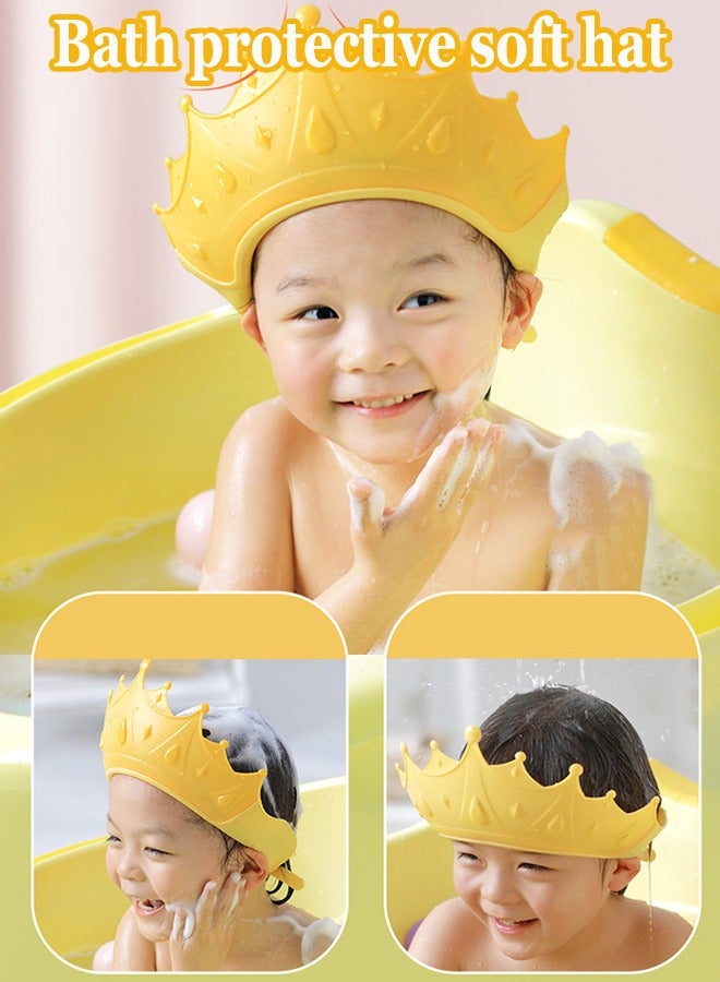 Bath protective soft hat,Baby shower cap, adjustable silicone shower cap, waterproof shampoo cap, ear protection shampoo cap, cute crown shape - Image 1