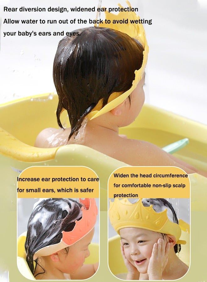 Bath protective soft hat,Baby shower cap, adjustable silicone shower cap, waterproof shampoo cap, ear protection shampoo cap, cute crown shape - Image 4