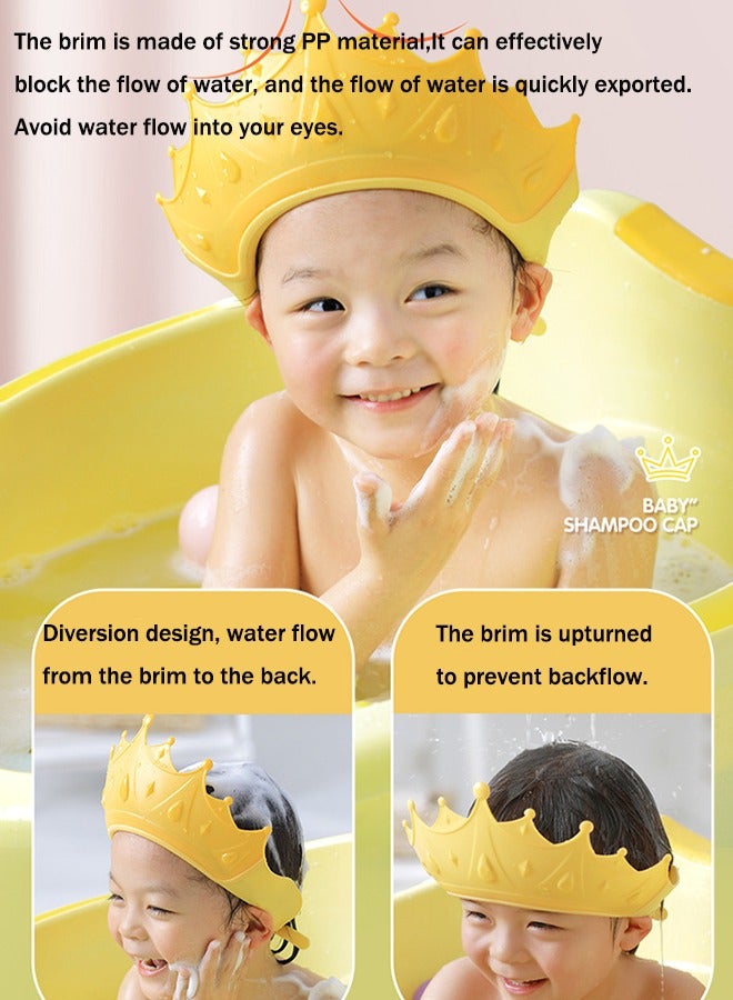 Bath protective soft hat,Baby shower cap, adjustable silicone shower cap, waterproof shampoo cap, ear protection shampoo cap, cute crown shape - Image 3