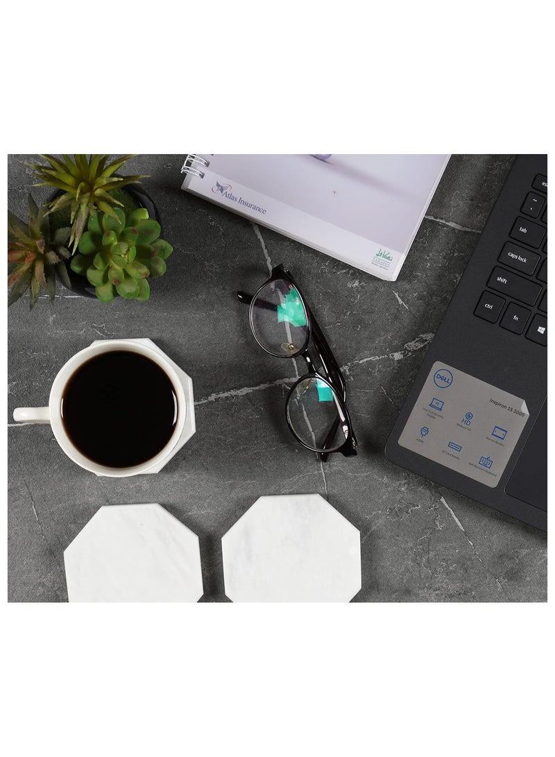 RADICALn Coaster Set Of 6 White Handmade Marble Coffee 3.5 Inches Star Coasters Plates For Mug Glass Drinks - Ideal For Car And Outdoor Pot Kitchen Cup Sets  - Image 5