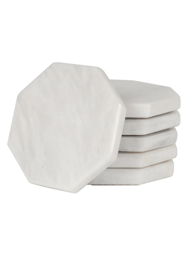 RADICALn Coaster Set Of 6 White Handmade Marble Coffee 3.5 Inches Star Coasters Plates For Mug Glass Drinks - Ideal For Car And Outdoor Pot Kitchen Cup Sets  - Image 1