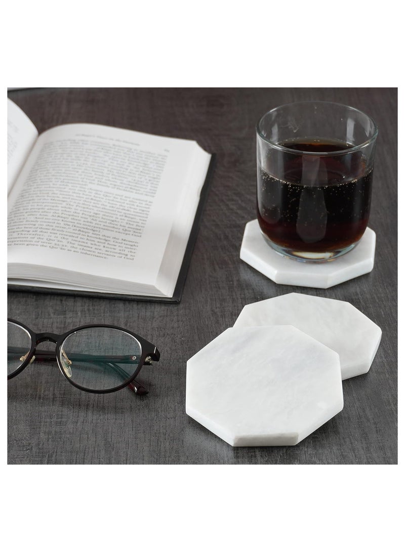 RADICALn Coaster Set Of 6 White Handmade Marble Coffee 3.5 Inches Star Coasters Plates For Mug Glass Drinks - Ideal For Car And Outdoor Pot Kitchen Cup Sets  - Image 2