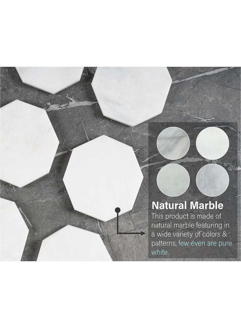 RADICALn Coaster Set Of 6 White Handmade Marble Coffee 3.5 Inches Star Coasters Plates For Mug Glass Drinks - Ideal For Car And Outdoor Pot Kitchen Cup Sets  - Image 4
