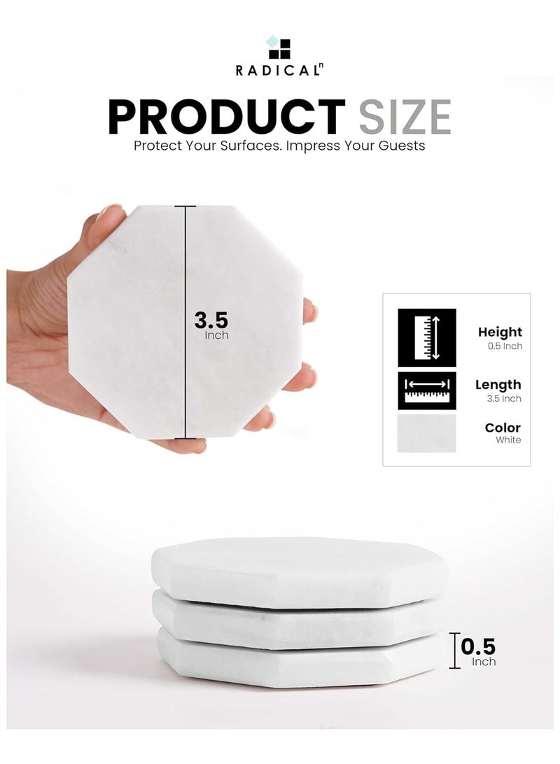 RADICALn Set of 6 White Marble Drink Coasters | Star Shape | Handmade Table & Home Décor - Image 3