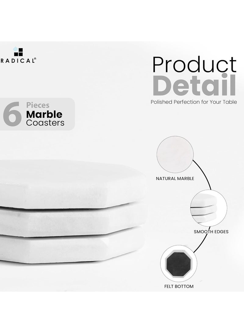 RADICALn Set of 6 White Marble Drink Coasters | Star Shape | Handmade Table & Home Décor - Image 5