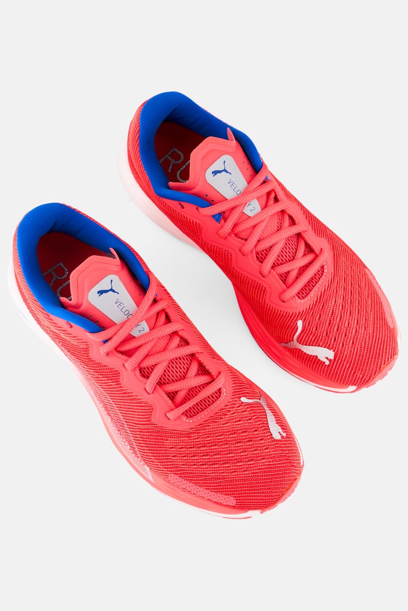 PUMA Women Velocity Nitro 2 Lace Up Running Shoes, Neon Red - Image 4
