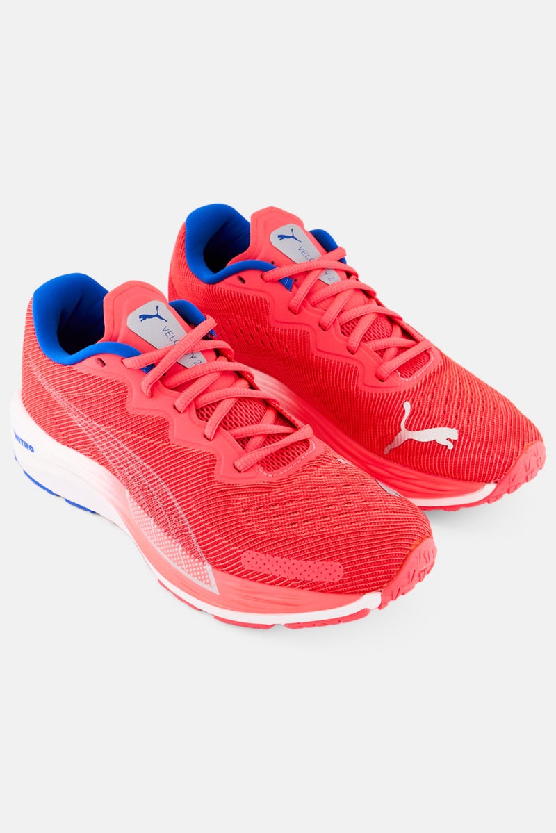 PUMA Women Velocity Nitro 2 Lace Up Running Shoes, Neon Red - Image 1