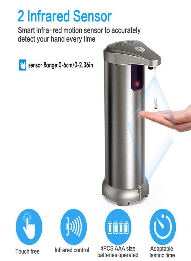slicillo Infrared Automatic Soap Dispenser Soap Sensor Dispenser, Stainless Steel Touchless Soap Dispenser with Waterproof Base for Bathroom Kitchen Hotel - Image 2