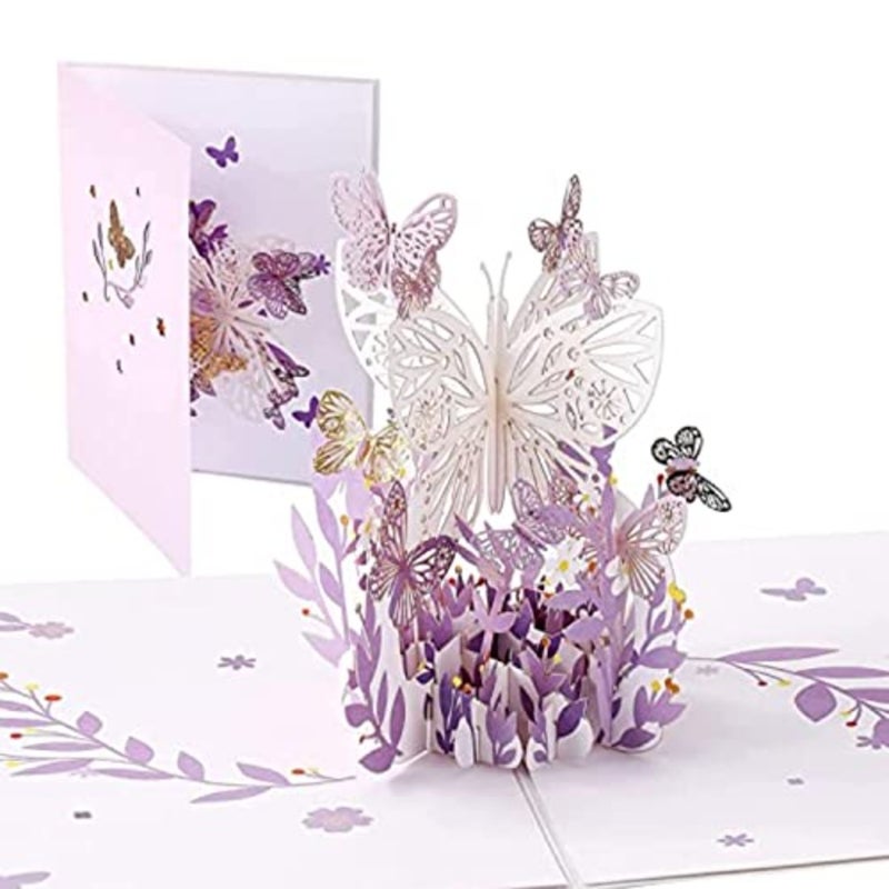 Greeting Card, 3D Card, Pop Up, Romantic Theme, Anniversary for Wife Girlfriend Mother, Birthday and Spring Card, Season's Greetings Flying Butterfly - Image 1