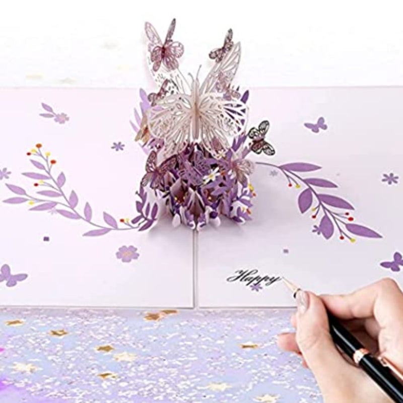 Greeting Card, 3D Card, Pop Up, Romantic Theme, Anniversary for Wife Girlfriend Mother, Birthday and Spring Card, Season's Greetings Flying Butterfly - Image 3