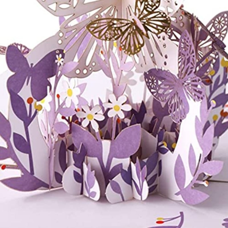 Greeting Card, 3D Card, Pop Up, Romantic Theme, Anniversary for Wife Girlfriend Mother, Birthday and Spring Card, Season's Greetings Flying Butterfly - Image 4