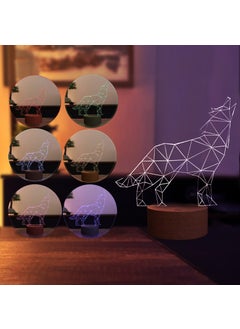 Wolf LED Table Lamp Wooden Base 7 Different Light Colors