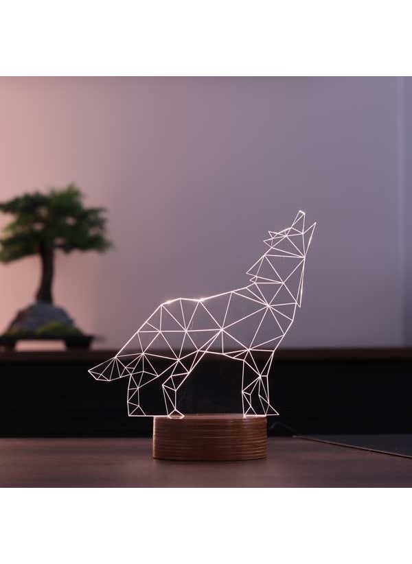 By-Lamp - Wolf LED Table Lamp Wooden Base 7 Different Light Colors - Image 1