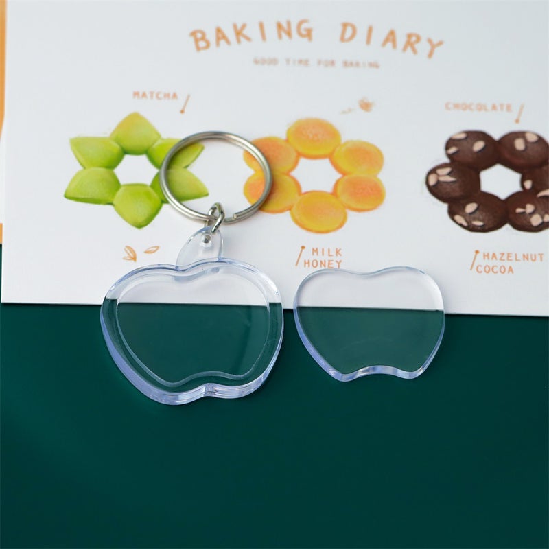 Acrylic Photo Keychain Blanks Bulk Small Apple Acrylic Photo Frame Keychain 4*4.5cm(5)/42g